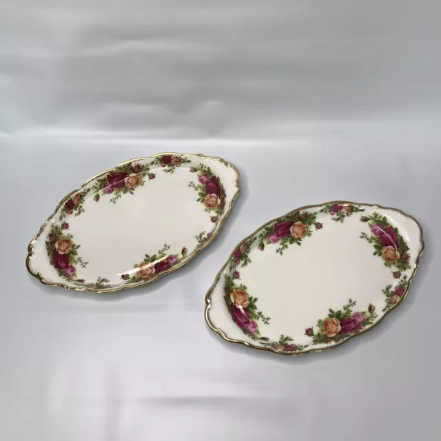 Pair of Royal Albert Old Country Roses Oval Condiment Dish / Tray - 1st Quality
