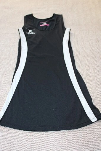 “GILBERT” Netball Dress. (Size 8/ X Small) - BLACK/White.