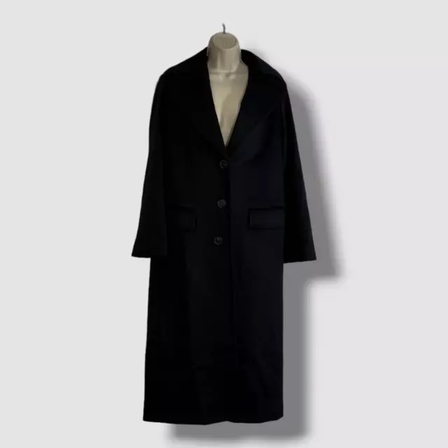 $1995 Fleurette Women's Black Bryce Cashmere Long Coat Jacket Size 8