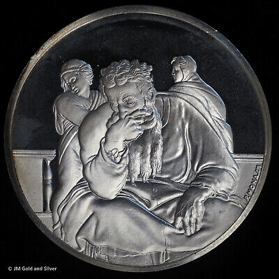 1971 .925 Silver Franklin Mint Medal | Michelangelo The Prophet Jeremiah