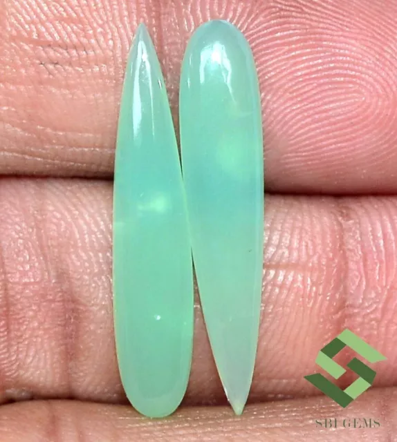 28x6 mm Certified Natural Chrysoprase Pear Cabochon Pair 8.45 CTS Loose Gems 3