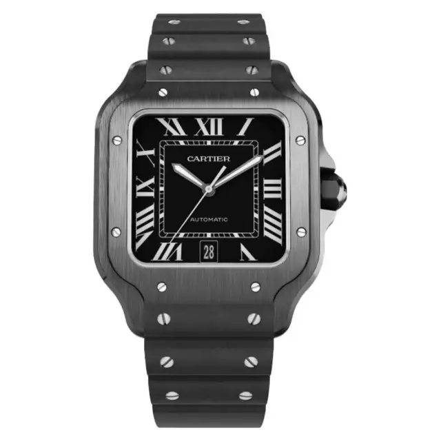 Cartier Santos Groß Automatisch 40mm Schwarz Adlc Stahl Herren Uhr WSSA0039