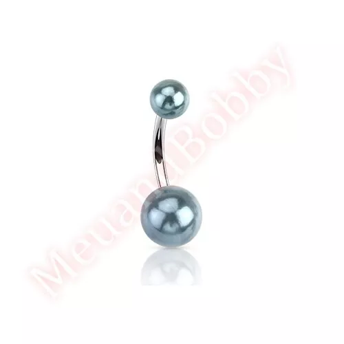 Black Pearl Colour Ball Navel Ring Belly Button Bar Body Piercing Jewellery