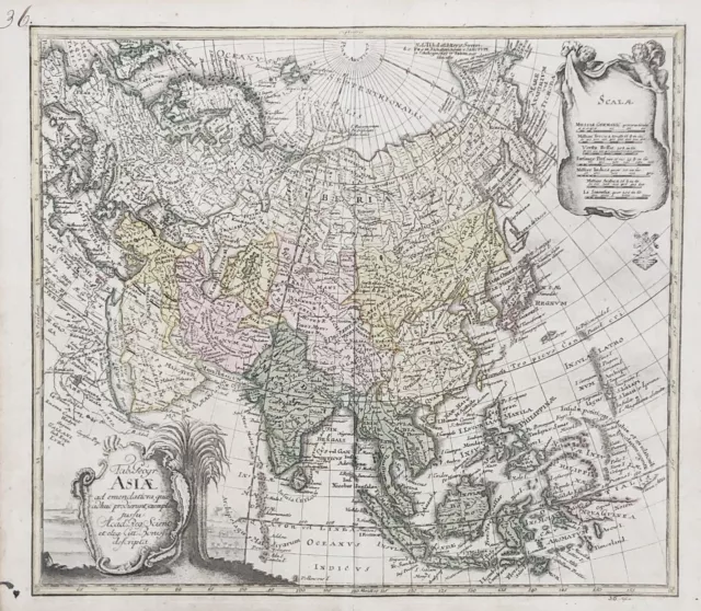 Asia Adesired Korea Japan China Philippines India Arabia Map Card Euler 1753