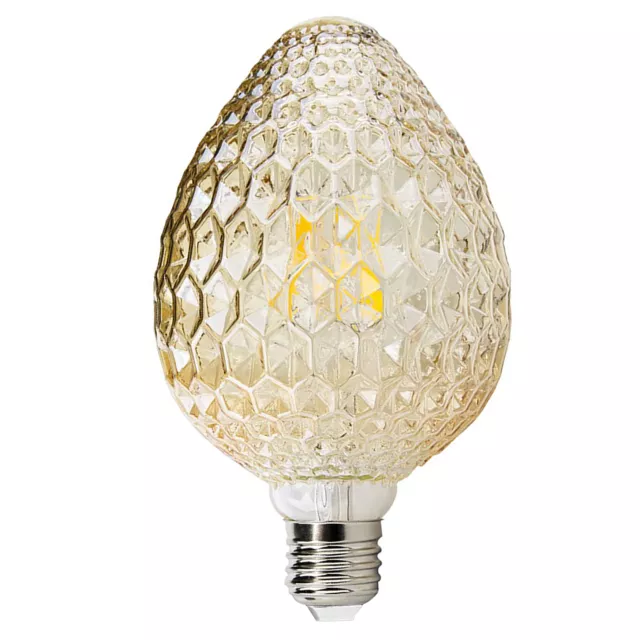 Pigna decorativa lampadina vetro LED 4W E27 2500K luce ambra lampada vintage