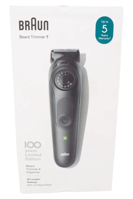 Cortador de barba Braun BeardTrimmer BT7 Design Edition, negro, 100 años marrón