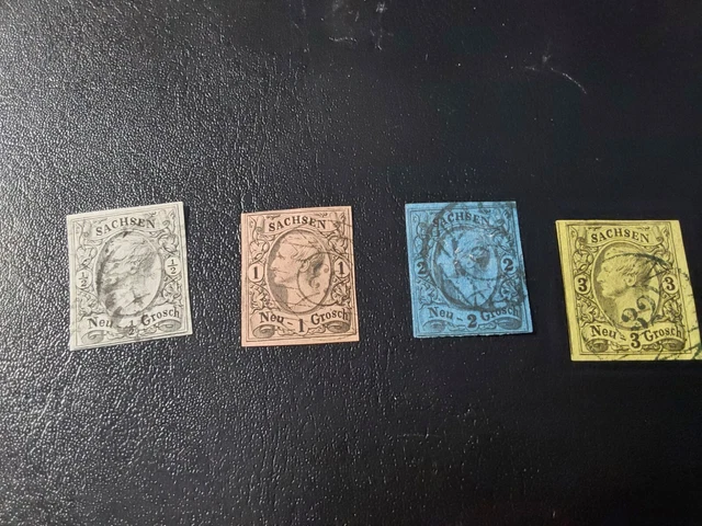 AD Sachsen 1855, MiNr. 8 - 11, gestempelt, kräftige Farben, hoher MW