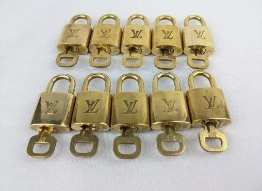 Louis Vuitton PadLock Lock & Key for Bags Brass Gold set of 10 ( Number Random )