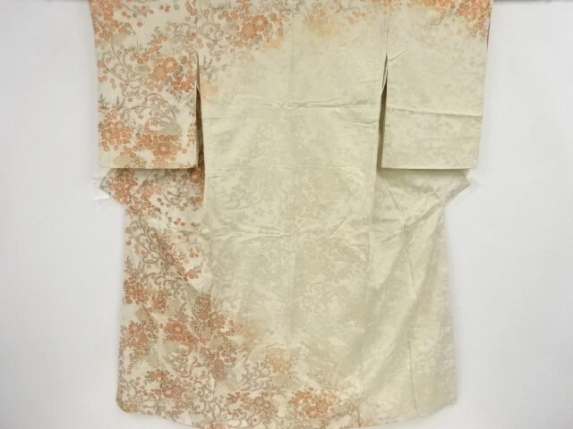 82834# Japanese Kimono / Antique Kimono / Taisho Roman Style / Woven Floral Plan