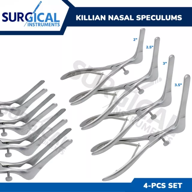 4 pièces KILLIAN Septum Nasal Speculum 6,00 pouces LAME 2, 2,5, 3 POUCES & 3,5 POUCES qualité allemande