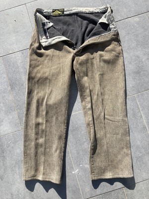 Pantalon Moleskine Rayé Ancien Travail Chasse Paysan Maquignon Vintage 