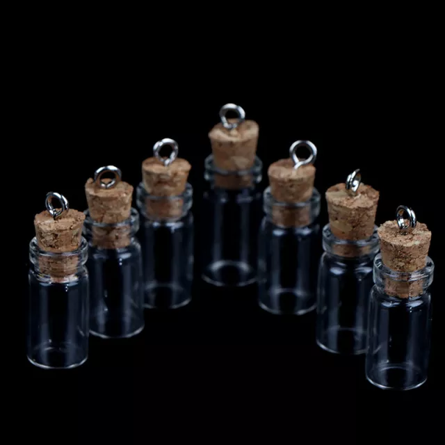 10Pcs Mini Glass Bottles Small Vials Cork Glass Jars Multi Usage Cork Wish .C Sp