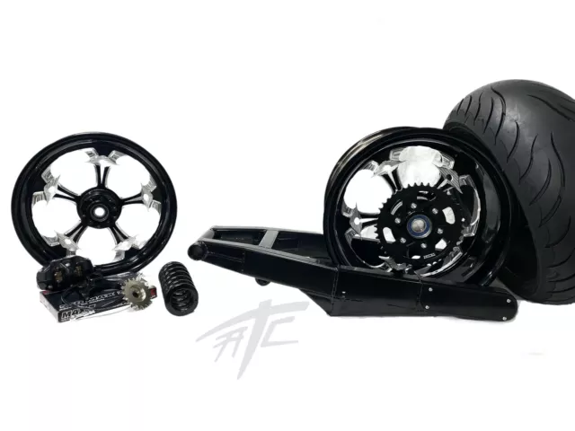 240 Fat Tire Kit Black Contrast Street Fighter Wheels 06-07 Suzuki Gsxr 600 750