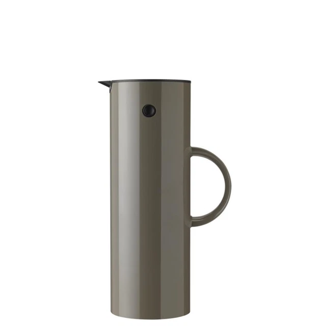 Stelton EM77 Isolierkanne 1 Liter bark Braun mit Glaseinsatz und Schraubdeckel