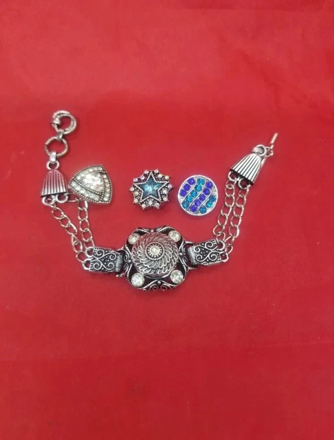 Ginger Snap Toggle Bracelet W 4 Faux Jewel Charms Ginger Snap Toggle Bracelet W 4 Faux Jewel Charms