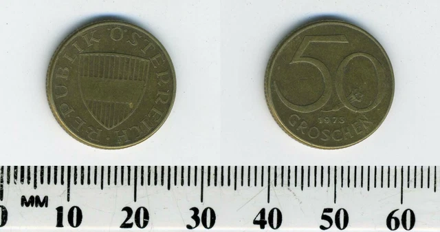 Austria 1973 - 50 Groschen Aluminum-Bronze Coin - Austrian Shield
