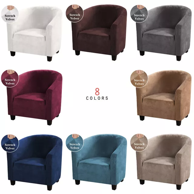 Elastic Velvet Tub Chair Cover Slipcovers Armchair One Seater Sofa Protect Cover