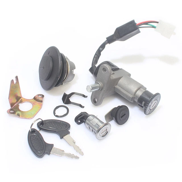 US Modified Motorcycle Fuel Gas Cap Ignition Switch Key Seat Lock Assembly