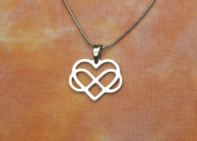 Infinity Heart Necklace or Earrings Polyamory Symbol Waterproof Stainless Steel