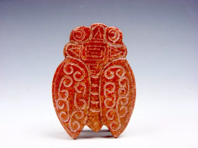 Old Nephrite Jade Stone Carved HongShan Culture Ancient Bug Cicada #04082202