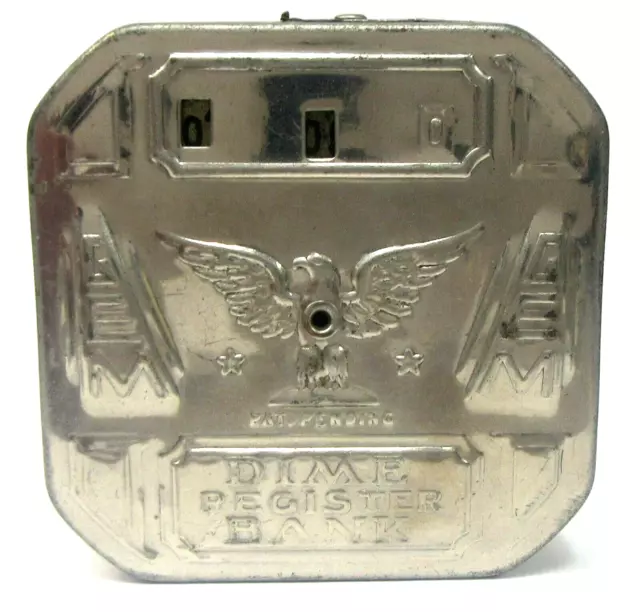 circa 1937 GEM Eagle chrome Dime Register still bank yz