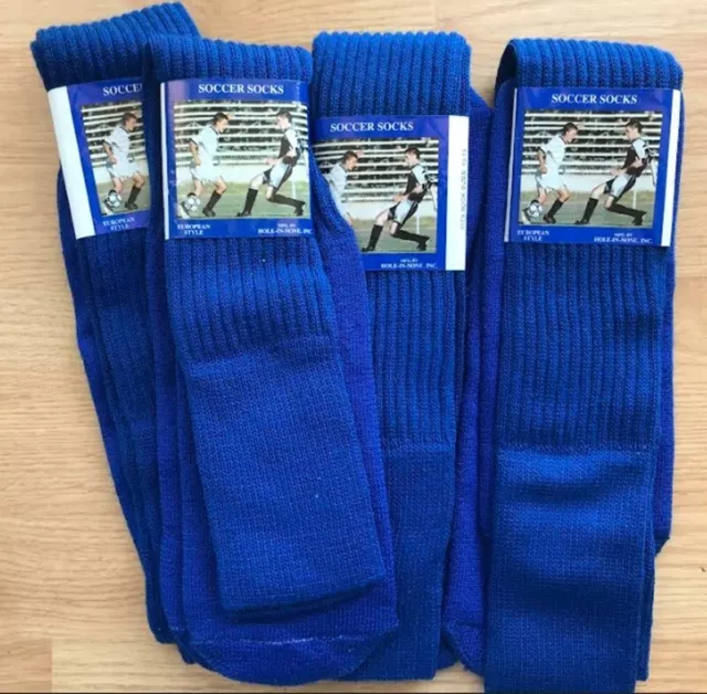 Quatre Paires De Intermédiaire Taille Bleu Roi Football Chaussettes Pour Hommes