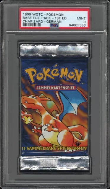 Glurak 1. Edition Base Set deutsch Pokemon Basis Booster Foil Pack PSA 9