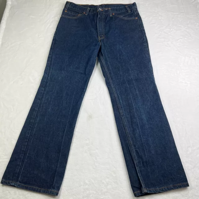 VTG Levis 517 Boot Cut Cowboy Blue Jeans 36x30 Dark Indigo Wash Distressed Denim