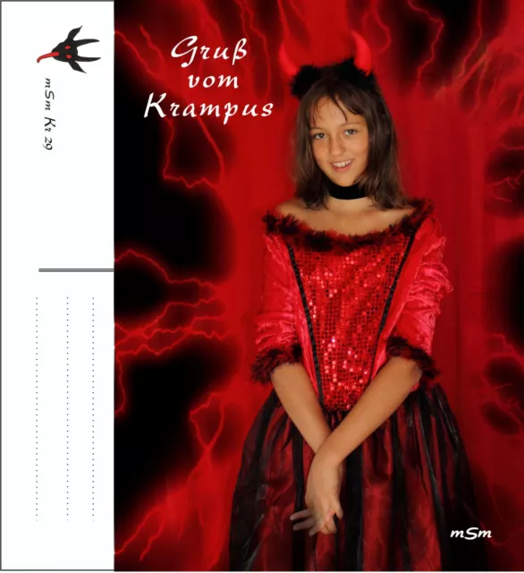 A X)  Postkarte Fotokarte Gruss vom Krampus Krampusmädchen
