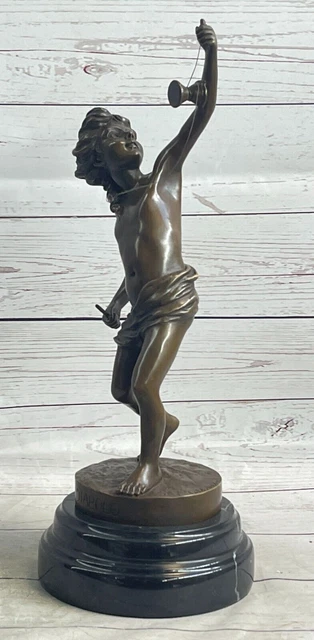 Vintage Goldscheider Bronce Niño Estatua Playing Con Yoyo Escultura Art Déco