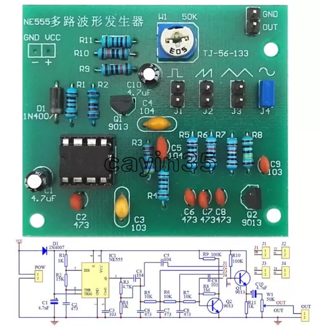 DIY Kits NE555 Multi-Channel Waveform Generator Module Sine Triangle Square Wave