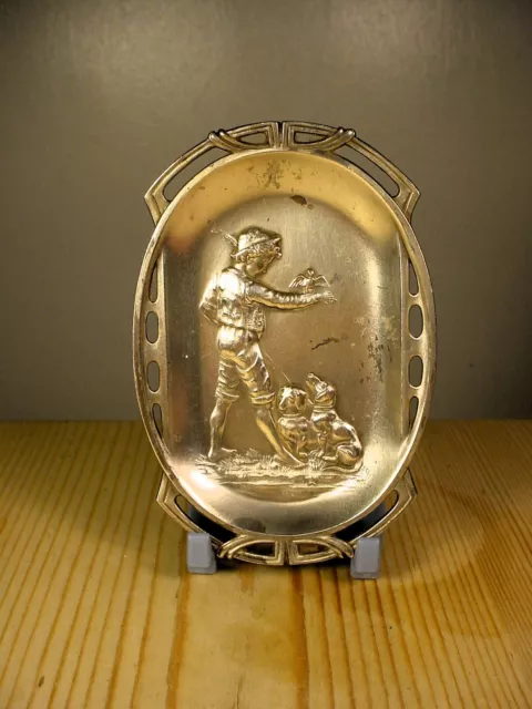 WMF Boy Bird & Dogs Art Nouveau Silver Plate Pin Tray