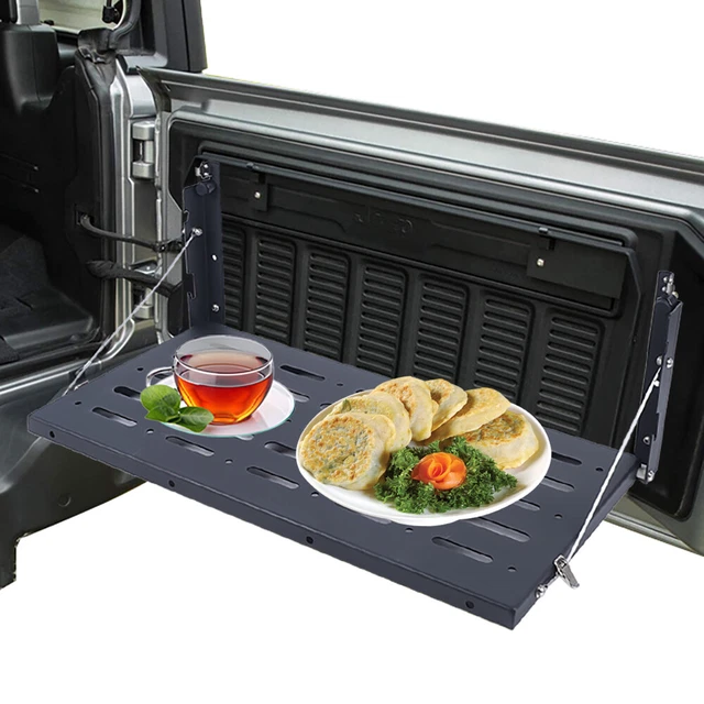 Mesa de comedor plegable estante plegable portón trasero mesa con solapa de metal portón trasero