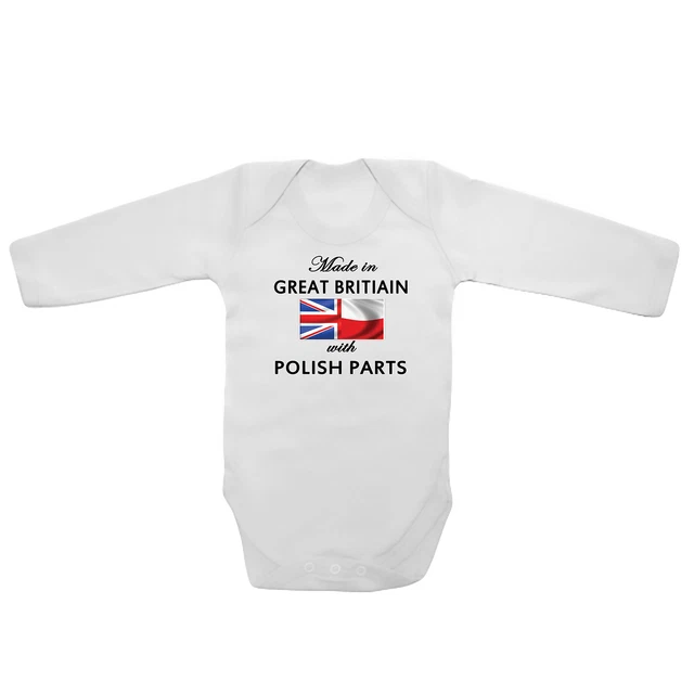 Made in Great Britain with Polish Parts Baby Vests Bodysuits Grows Long Sleeve