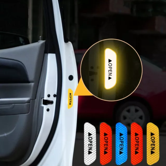 4x Reflective Tape Open Sign Warning Mark Car Door Sticker Decal Car Accessories