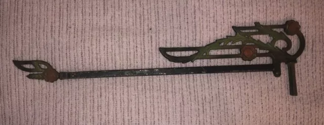 Antique Curtain Rod Vintage Cast Metal Extending Swing Arm Floral