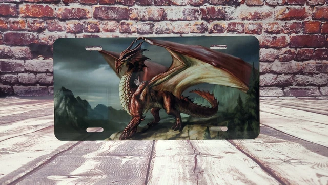 Fantasy Myth Dragon with Wings Spread Custom Vanity License Plate