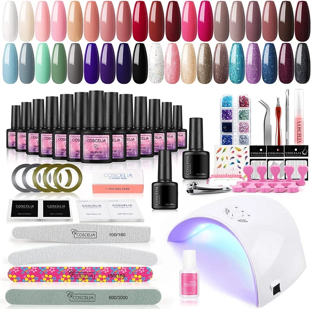 Coscelia 40 Pcs Gel Nail Polishes Kit with 36W LED U V Nail Lamp Curing Gel P...