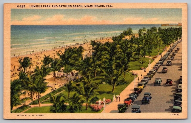 Lummus Park Birds Eye View Miami Beach Florida Oceanfront Coast UNP VNG Postcard