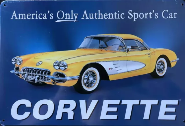 Corvette Tin Sign Gift Bar Man Cave Shed Metal Garage Retro Diner Sports Car