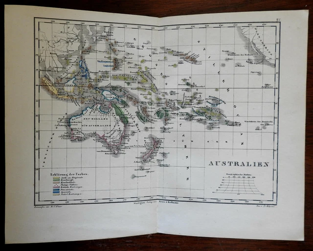 South Pacific Australia w/hooked lake Torrens 1858 Krais & Hoffman scarce map