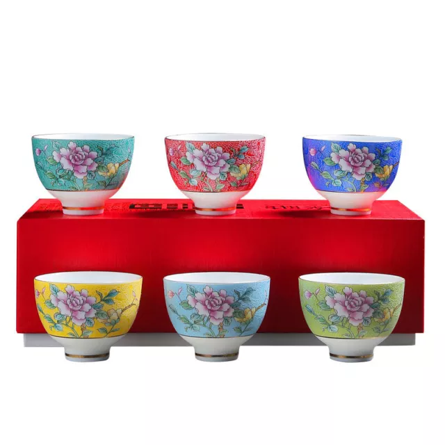 6pcs Ceramic Teaware Chinese KungFu Tea Set Teacup Sake Cups 50ml Tea Bowls 3