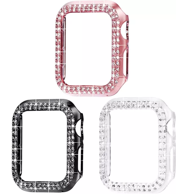 For Apple Watch Ultra 9 8 7 6 5 4 SE 3 Bling Screen Protector Case 41/45mm Cover 3