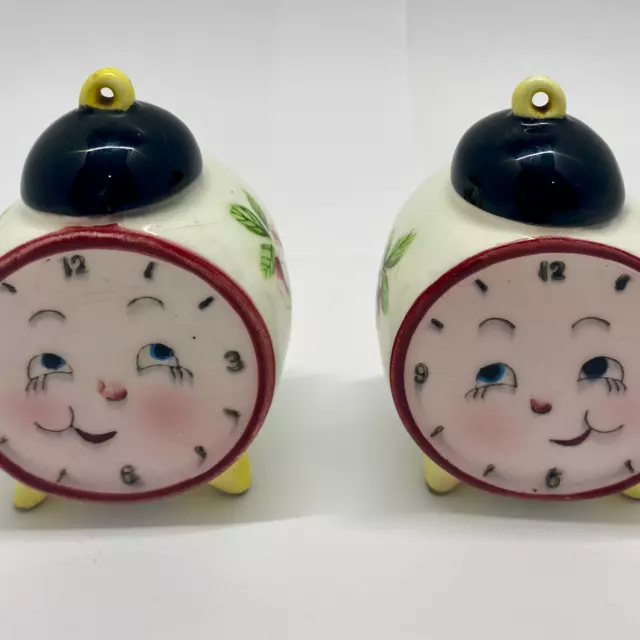 Anthropomorphic PY Japan Clock Salt and Pepper Shakers