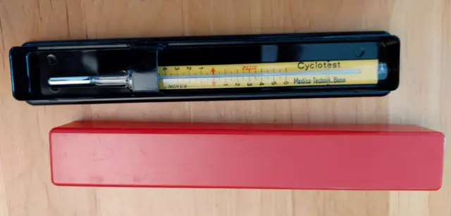 Cyclotest alter Cyclusthermometer Quecksilber 1961 museal mit Gebrauchsanweisung