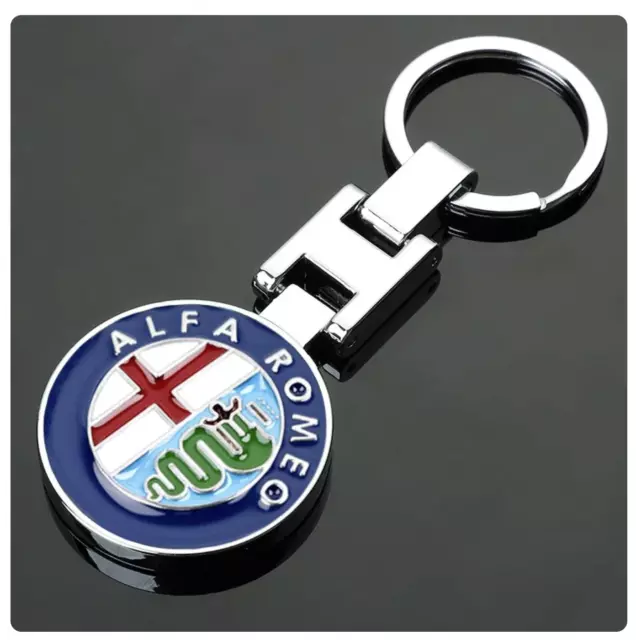 Metal Key Chain Keyring with coloured Alfa Romeo Logo Style 2