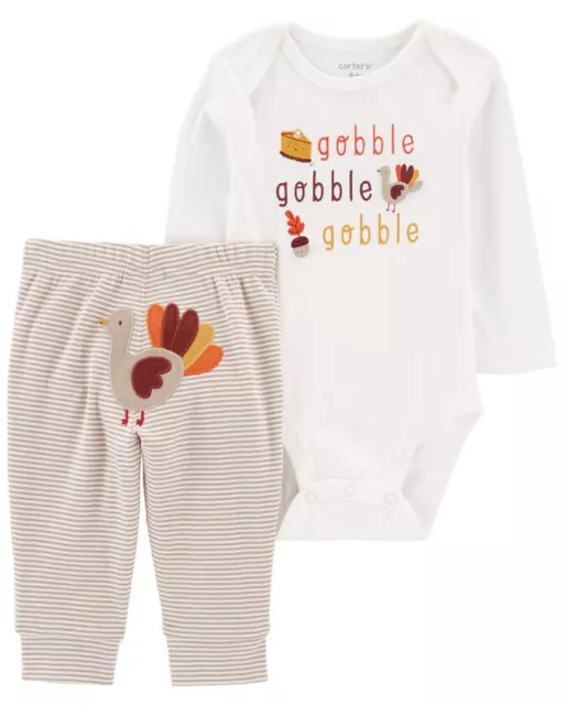 NWT Carters Baby 2-Piece Thanksgiving Bodysuit Pant Set, 12m