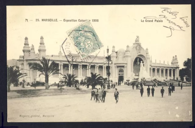 cpa Cachet EXPO COLONIALE 1906 MARSEILLE Le grand PALAIS The Great Palace