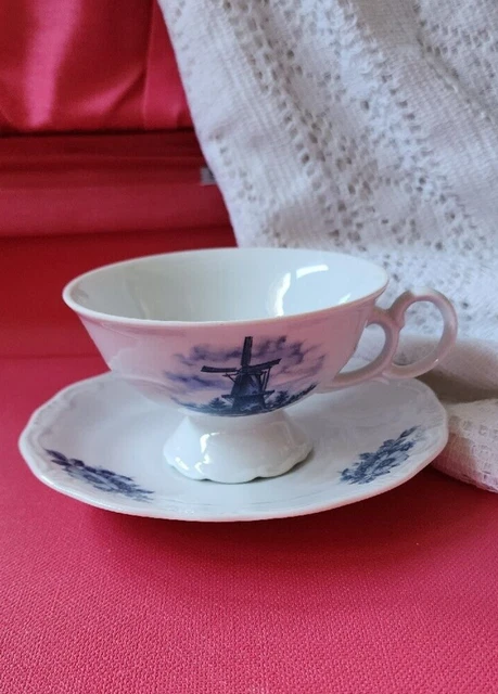 DELFT cup and saucer, hand painted in Holland, blue & white