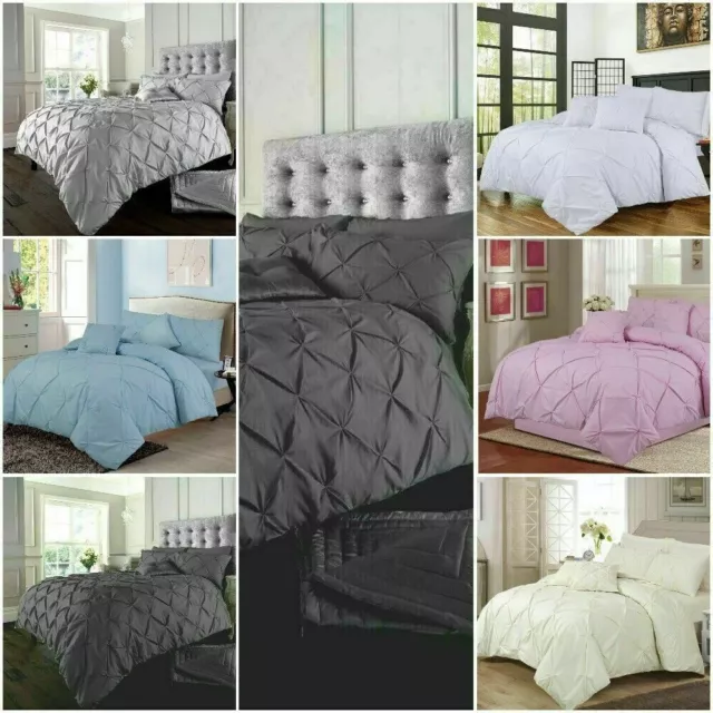 PINTUCK DUVET SET QUILT COVER  With OR Without Deep Fitted sheet ALL SIZES